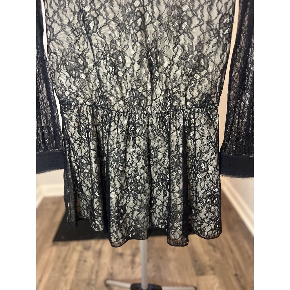 Alice And Olivia Deena Drop Waist Lace Dress Black/natural sz 6 - Picture 3 of 12